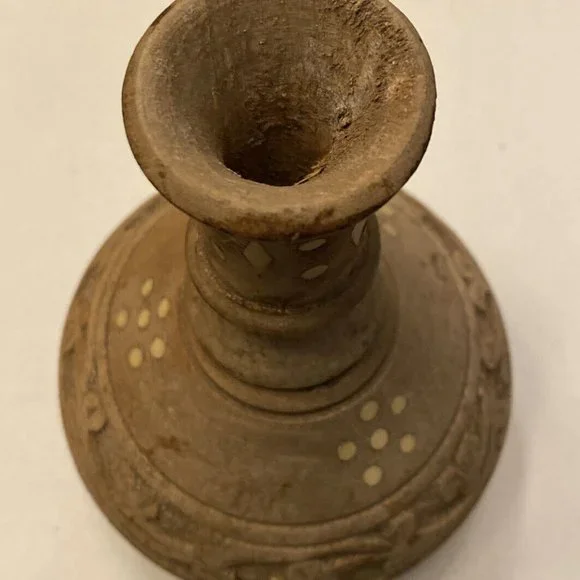 Vintage Indian? Wooden Hand Carved Vase 6